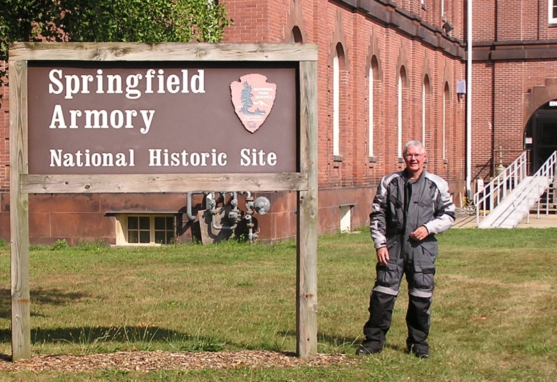 Boyd in front of the Springfield Armory