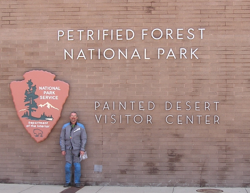 Fulton in front of the Petrified Forest visitor center