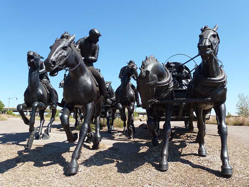 Bronze depiction of the land race